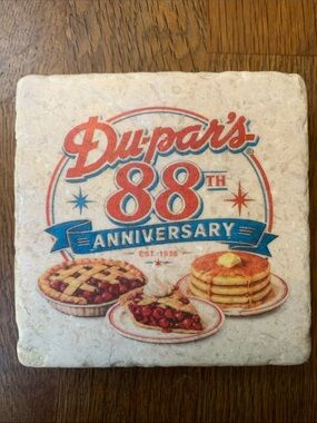 88th Anniversary Du-par's Diner Los Angeles Coaster - Cream with Red & Blue Logo